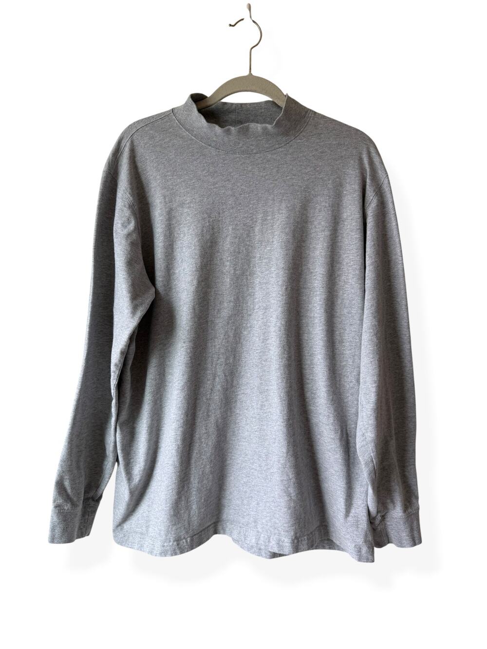 Lands’ End Super-T Mock Neck Long Sleeve Tee Gray XL Tall 100% Cotton Casual